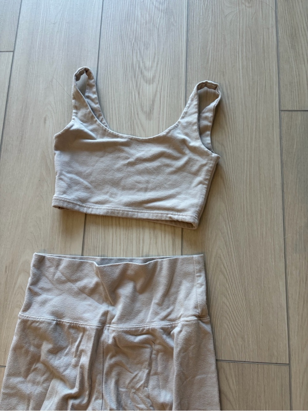 Women’s Cream Ribbed Crop Tank Top - Comfortable Everyday Layer SET